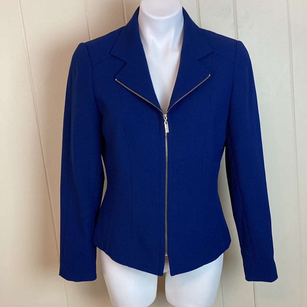 Tahari Classic Zip Front Blazer 8 Lightweight Casual Jacket Spring Fall